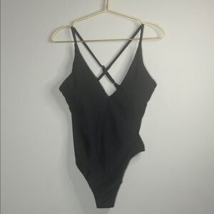 Shade & Shore Black Cross-Back One Piece Swimsuit with Padding and Liner - NWT L